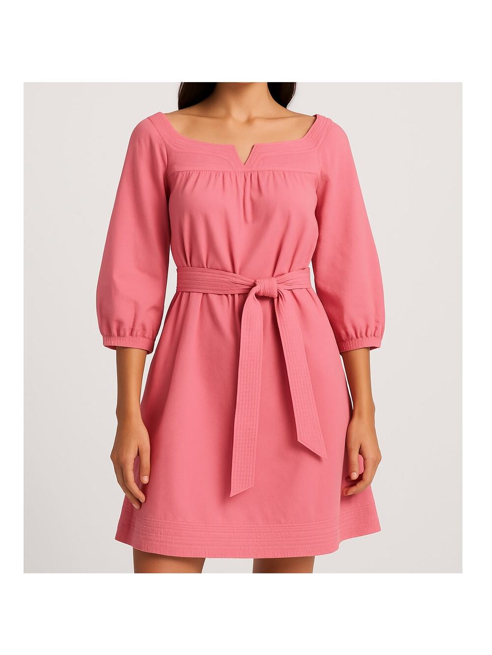 Lilly Pulitzer Pink Peasant Beach Lined Long Sleeve Dress with Belt Size 8 FLAWS